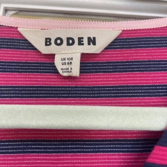 BODEN BRONTE OTTOMAN DRESS IN CHERRY AND NAVY STRIPE - Picture 2 of 5